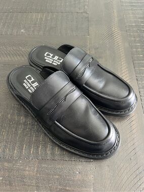 Cult Black Leather Loafer Mules Chunky Platform Slip On Quiet Luxury EU 36